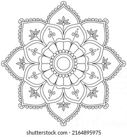 Leaf Flower Petal Coloring Mandala Art Simple Graphic Shape Vector Floral Oriental Outline Vintage Decorative Elements Pattern Illustration Islam Arabic Indian Turkish Mystic Religion Morals Lotus