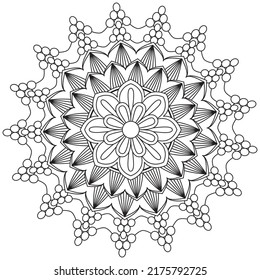 Leaf Flower Petal Coloring Mandala Art Simple Graphic Shape Vector Floral Oriental Outline Vintage Decorative Elements Pattern Illustration Islam Arabic Indian Turkish Mystic Religion Morals Lotus