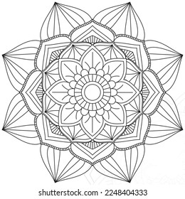 Leaf Flower Petal Coloring Mandala Art Simple Graphic Shape Vector Floral Oriental Outline Vintage Decorative Elements Pattern