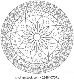 Leaf Flower Petal Coloring Mandala Art Simple Graphic Shape Vector Floral Oriental Outline Vintage Decorative Elements Pattern Illustration Islam Arabic Indian Turkish Mystic Religion Morals Lotus