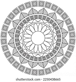 Leaf Flower Petal Coloring Mandala Art Simple Graphic Shape Vector Floral Oriental Outline Vintage Decorative Elements Pattern Illustration Islam Arabic Indian Turkish Mystic Religion Morals Lotus