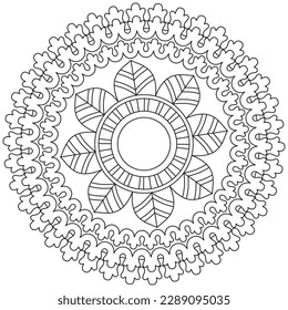 Leaf Flower Petal Coloring Mandala Art Simple Graphic Shape Vector Floral Oriental Outline Vintage Decorative Elements Pattern Illustration Islam Arabic Indian Turkish Mystic Religion Morals Lotus