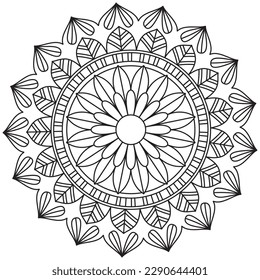 Leaf Flower Petal Coloring Mandala Art Simple Graphic Shape Vector Floral Oriental Outline Vintage Decorative Elements Pattern Illustration Islam Arabic Indian Turkish Mystic Religion Morals Lotus