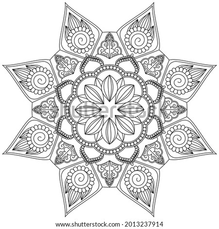 Leaf Flower Petal Coloring Mandala Art Simple Graphic Shape Vector Floral Oriental Outline Vintage Decorative Elements Pattern Illustration Islam Arabic Indian Turkish Mystic Religion Morals Lotus