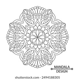 Leaf Flower petal mandala coloring book page. Easy Mandala Coloring Book Pages for Adults to Relax, Experiences Give Relief. Resizeable Vector File