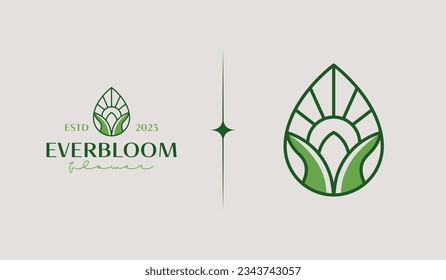 Leaf Flower Plant Logo Template. Universal creative premium symbol. Vector illustration. Creative Minimal design template. Symbol for Corporate Business Identity