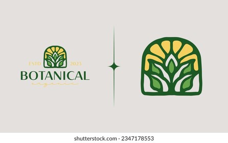 Leaf Flower Plant Logo Template. Universal creative premium symbol. Vector illustration. Creative Minimal design template. Symbol for Corporate Business Identity