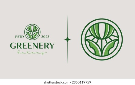 Plantilla de logotipo de planta de flores de hoja. Símbolo universal creativo premium. Ilustración vectorial. Plantilla de diseño Mínimo Creativo. Símbolo de identidad empresarial