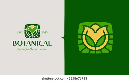 Plantilla de logotipo de planta de flores de hoja. Símbolo universal creativo premium. Ilustración vectorial. Plantilla de diseño Mínimo Creativo. Símbolo de identidad empresarial