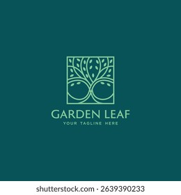 Leaf Flower Tree mono line logo