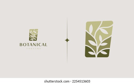 Leaf Flower Tree monoline Logo Template. Universal creative premium symbol. Vector illustration. Creative Minimal design template. Symbol for Corporate Business Identity