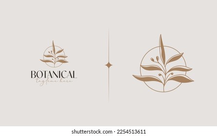 Leaf Flower Tree monoline Logo Template. Universal creative premium symbol. Vector illustration. Creative Minimal design template. Symbol for Corporate Business Identity