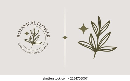 Leaf Flower Tree monoline Logo Template. Universal creative premium symbol. Vector illustration. Creative Minimal design template. Symbol for Corporate Business Identity