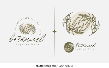 Leaf Flower Tree monoline Logo Template. Universal creative premium symbol. Vector illustration. Creative Minimal design template. Symbol for Corporate Business Identity