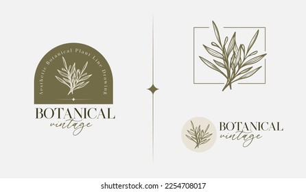 Leaf Flower Tree monoline Logo Template. Universal creative premium symbol. Vector illustration. Creative Minimal design template. Symbol for Corporate Business Identity
