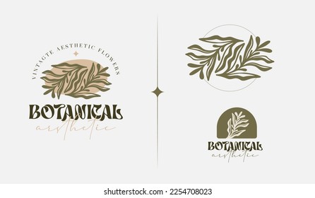 Leaf Flower Tree monoline Logo Template. Universal creative premium symbol. Vector illustration. Creative Minimal design template. Symbol for Corporate Business Identity