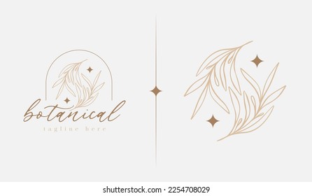Leaf Flower Tree monoline Logo Template. Universal creative premium symbol. Vector illustration. Creative Minimal design template. Symbol for Corporate Business Identity