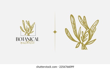 Leaf Flower Tree monoline. Universal creative premium symbol. Vector sign icon logo template. Vector illustration