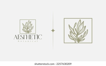 Leaf Flower Tree monoline. Universal creative premium symbol. Vector sign icon logo template. Vector illustration