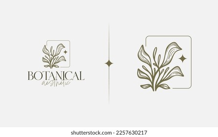 Leaf Flower Tree monoline. Universal creative premium symbol. Vector sign icon logo template. Vector illustration