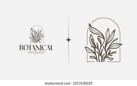 Monolina del árbol de flores de hoja. Símbolo universal creativo premium. Plantilla de logotipo del icono de signo del vector. Ilustración del vector