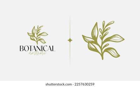 Monolina del árbol de flores de hoja. Símbolo universal creativo premium. Plantilla de logotipo del icono de signo del vector. Ilustración del vector