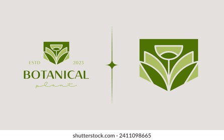 Monolina del árbol de flores de hoja. Símbolo universal creativo premium. Plantilla de logotipo del icono de signo del vector. Ilustración del vector