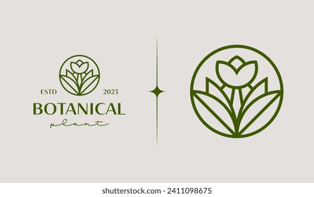 Leaf Flower Tree monoline. Universal creative premium symbol. Vector sign icon logo template. Vector illustration