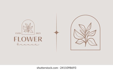 Leaf Flower Tree monoline. Universal creative premium symbol. Vector sign icon logo template. Vector illustration