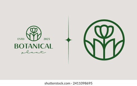 Leaf Flower Tree monoline. Universal creative premium symbol. Vector sign icon logo template. Vector illustration