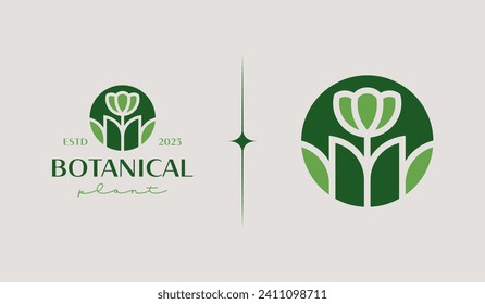 Leaf Flower Tree monoline. Universal creative premium symbol. Vector sign icon logo template. Vector illustration