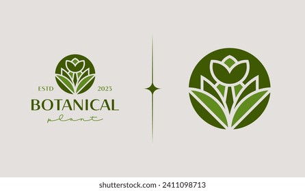 Leaf Flower Tree monoline. Universal creative premium symbol. Vector sign icon logo template. Vector illustration