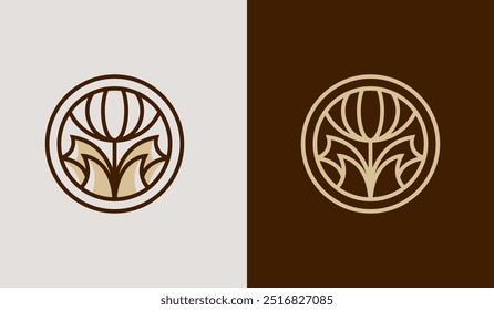 Monolina da árvore da flor da folha. Símbolo universal criativo premium. Modelo de logotipo de ícone de sinal de vetor. Ilustração vetorial