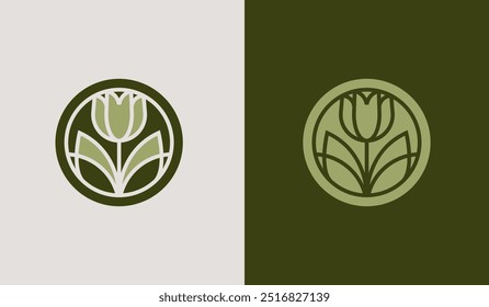 Monolina da árvore da flor da folha. Símbolo universal criativo premium. Modelo de logotipo de ícone de sinal de vetor. Ilustração vetorial