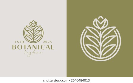 Leaf Flower Tree monoline. Universal creative premium symbol. Vector sign icon logo template. Vector illustration