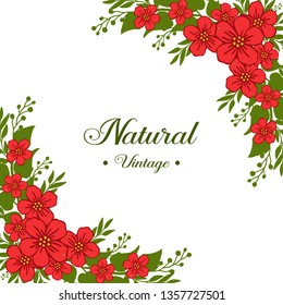 Leaf and flower Vector illustration frame for natural vintage style cards