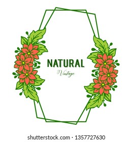 Leaf and flower Vector illustration frame for natural vintage style cards