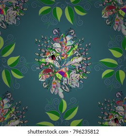 Leaf flowers clipart set isolated on blue, green and neutral background, translucent effect for making compositions. Vector. Seamless colorful leaves design collection on blue, green and neutral.