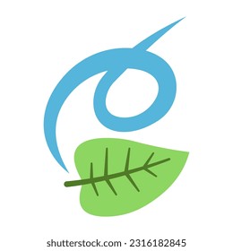 Leaf fluttering in wind icon. Leaf Emoji design flat illustration.