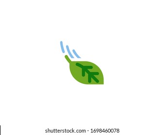 Leaf Fluttering in Wind vector flat icon. Isolated Green Leaves emoji illustration 