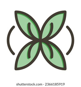 Leaf Fluttering In Wind Vector Thick Line Filled Colors Icon For Personal And Commercial Use.
