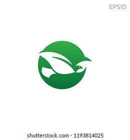 leaf flying bird logo template