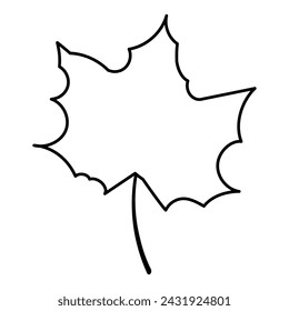 leaf foliage autumn line icon forest element doodle vector illustration