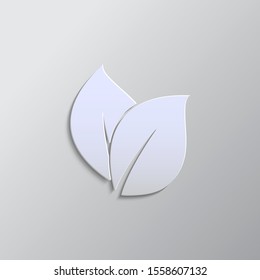 leaf, folio paper style icon. Grey color vector background