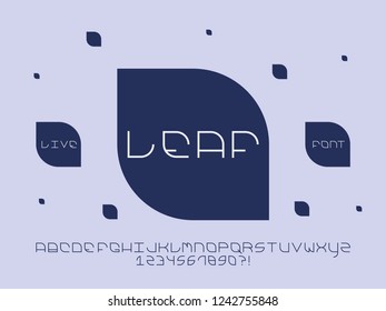 Leaf font. Vector alphabet letters and numbers. Typeface design. 