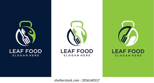 leaf food logo design concept. leaf logo design. food logo design. food leaf fitness logo design inspiration