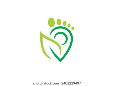 leaf foot with pin logo design, creative symbol of health care