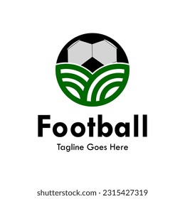 leaf with football design logo template illustration