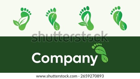 Leaf Footprint Logo Set – Green Eco Foot Icons for Nature, Organic, and Environmental Design

