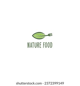 leaf fork logo vector icon, vegetarian logo concept, vegetarian restaurant logo icon